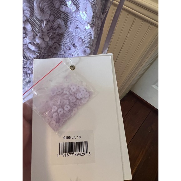 Mac Duggal 9195 Lavender Sequin Floral Lace Tiered Gown Ruffle Capelet Maxi - Picture 10 of 16